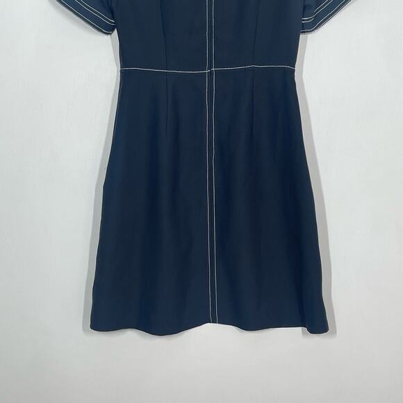 Banana Republic A-Line Dress Womens Size 0 Navy Blue Tonal Stitched Short Sleeve - Picture 7 of 10